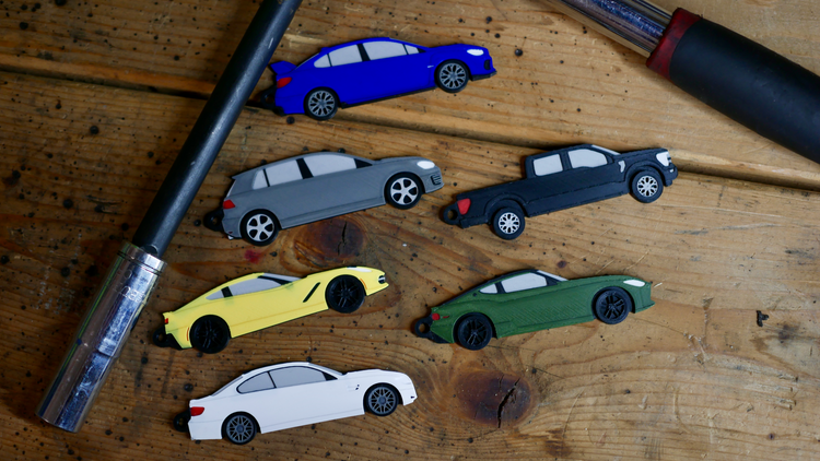3D printed car keychain collection